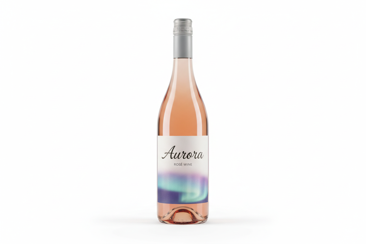 faca um vinho aurora rose 750ml altamente realista em um fundo branco